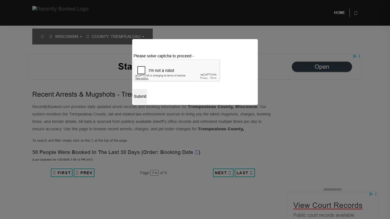 Trempealeau County, Wisconsin Mugshots RecentlyBooked.com
